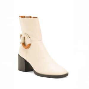 Gentle Souls by Kenneth Cole Holi Leather Booties Cream Stone Color Women’s 8.5